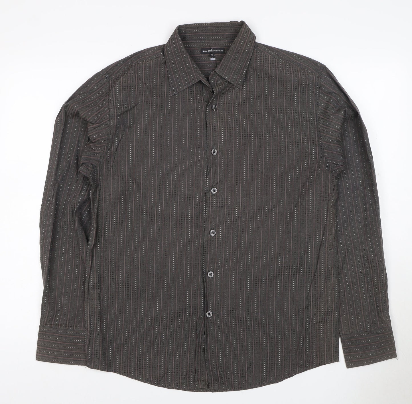 Urban Spirit Collection Men's Black M Striped Long Sleeve Button-Up Shirt
