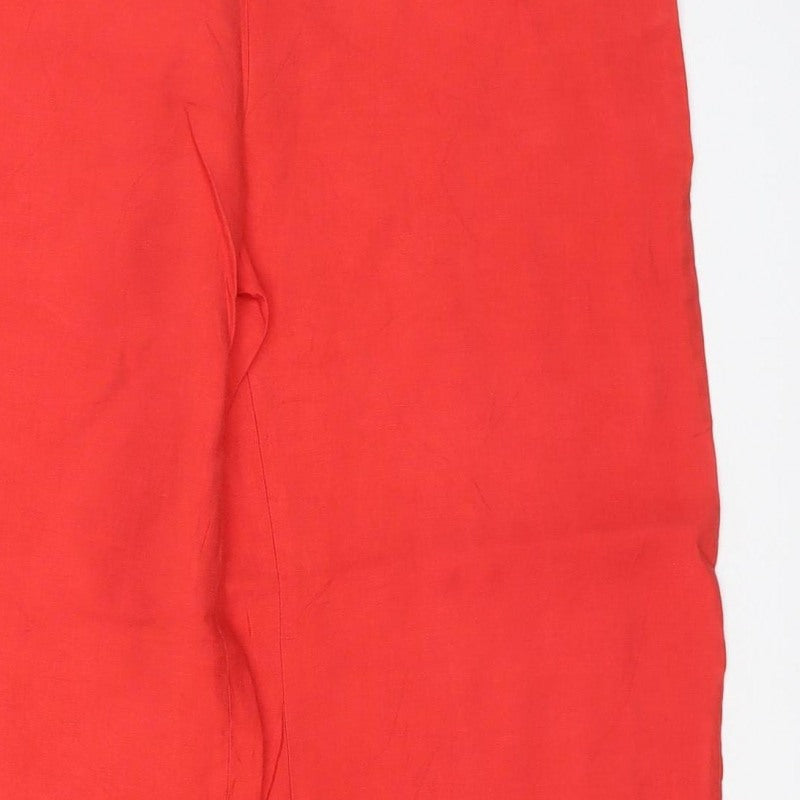 Zara Women Red UK 12 Wide Leg Elastic Waist Trousers