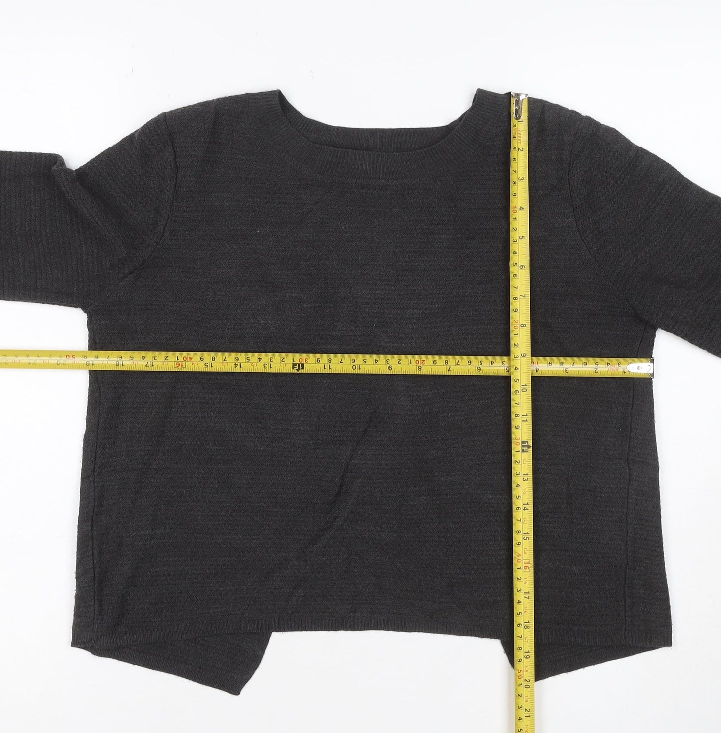Fat Face Women’s Black UK 8 Wrap Knit Long Sleeve Jumper