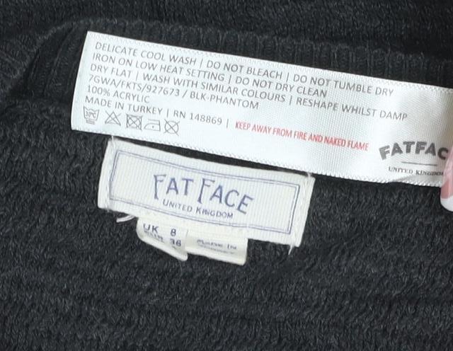 Fat Face Women’s Black UK 8 Wrap Knit Long Sleeve Jumper