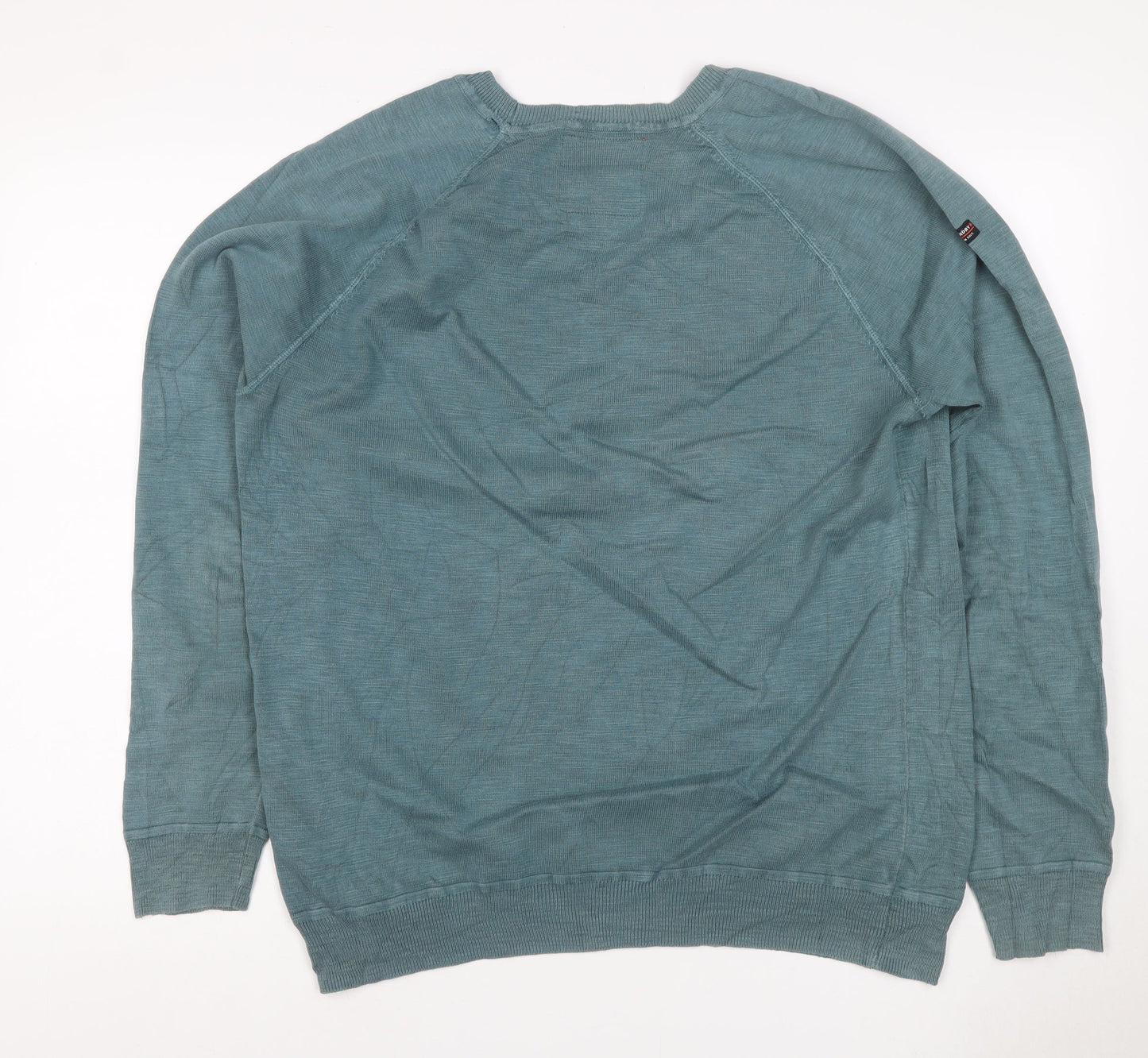 Superdry Men Green XL Cotton Crew Neck Pullover Jumper Logo