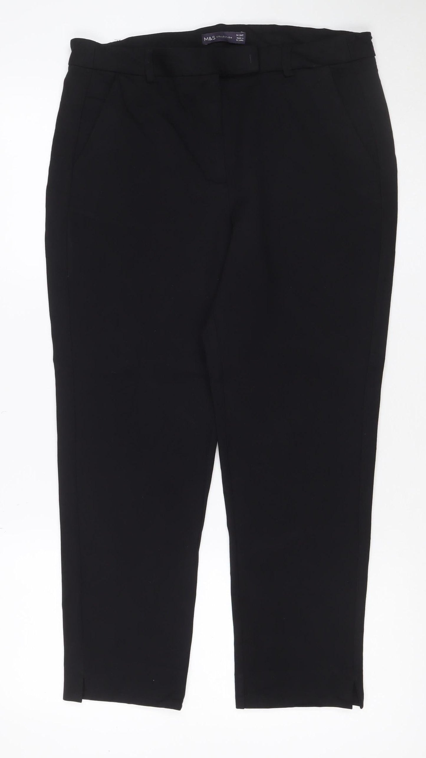 Marks & Spencer Women's Black UK 14 Short Straight Dress Trousers