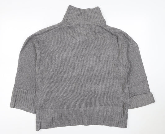 Abercrombie & Fitch Women Grey M Roll Neck Knit Pullover Jumper