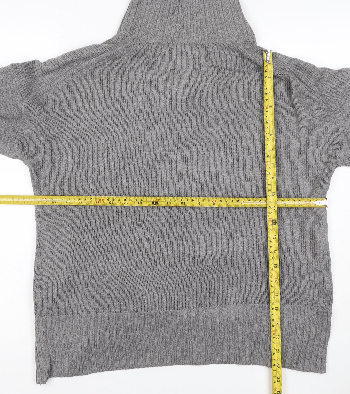 Abercrombie & Fitch Women Grey M Roll Neck Knit Pullover Jumper
