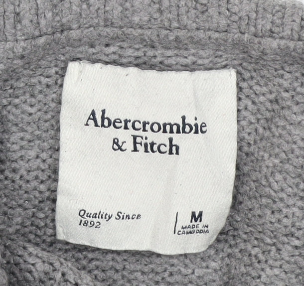 Abercrombie & Fitch Women Grey M Roll Neck Knit Pullover Jumper