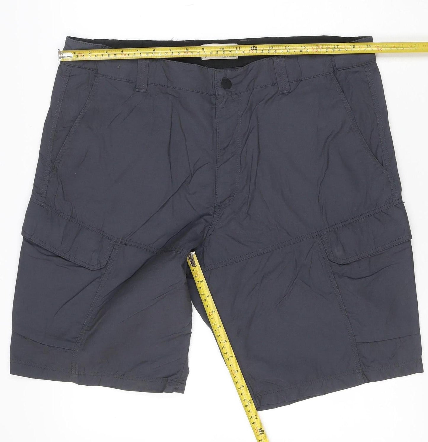 Marks and Spencer Men Grey 38in Cargo Shorts Lightweight Zip Pockets