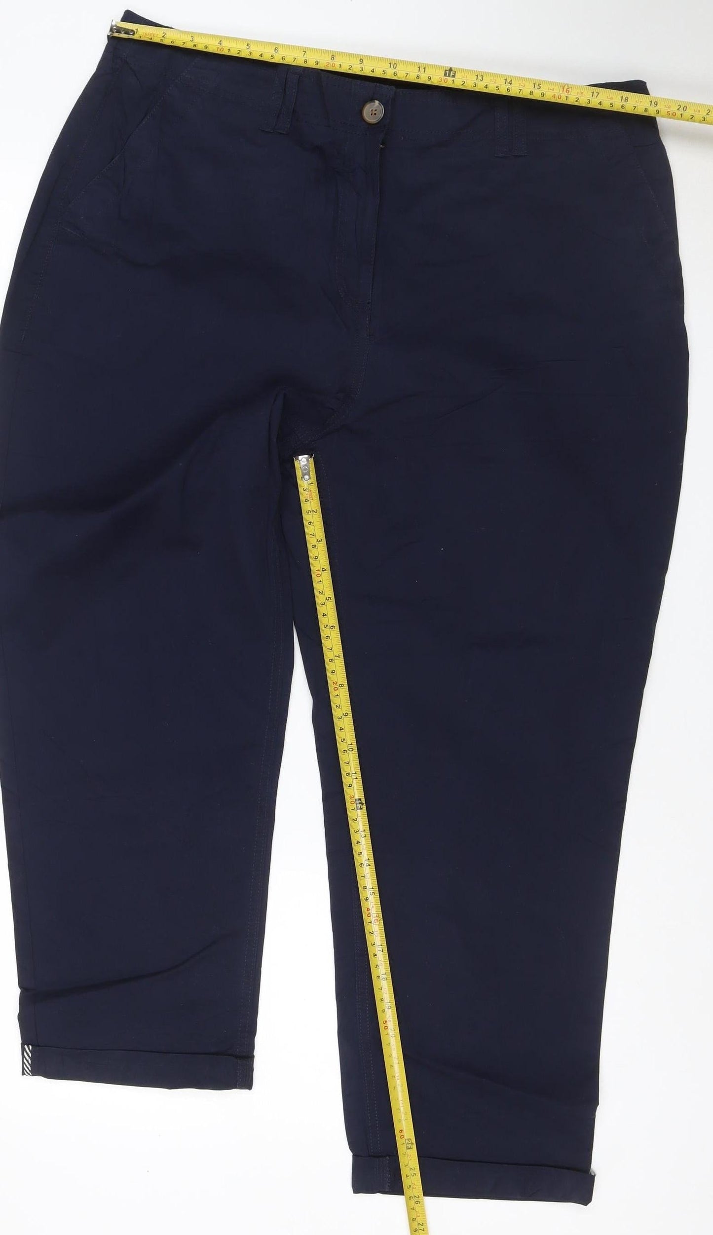 Next Women’s Navy Chino Trousers UK 18R Cotton Stretch Straight Leg