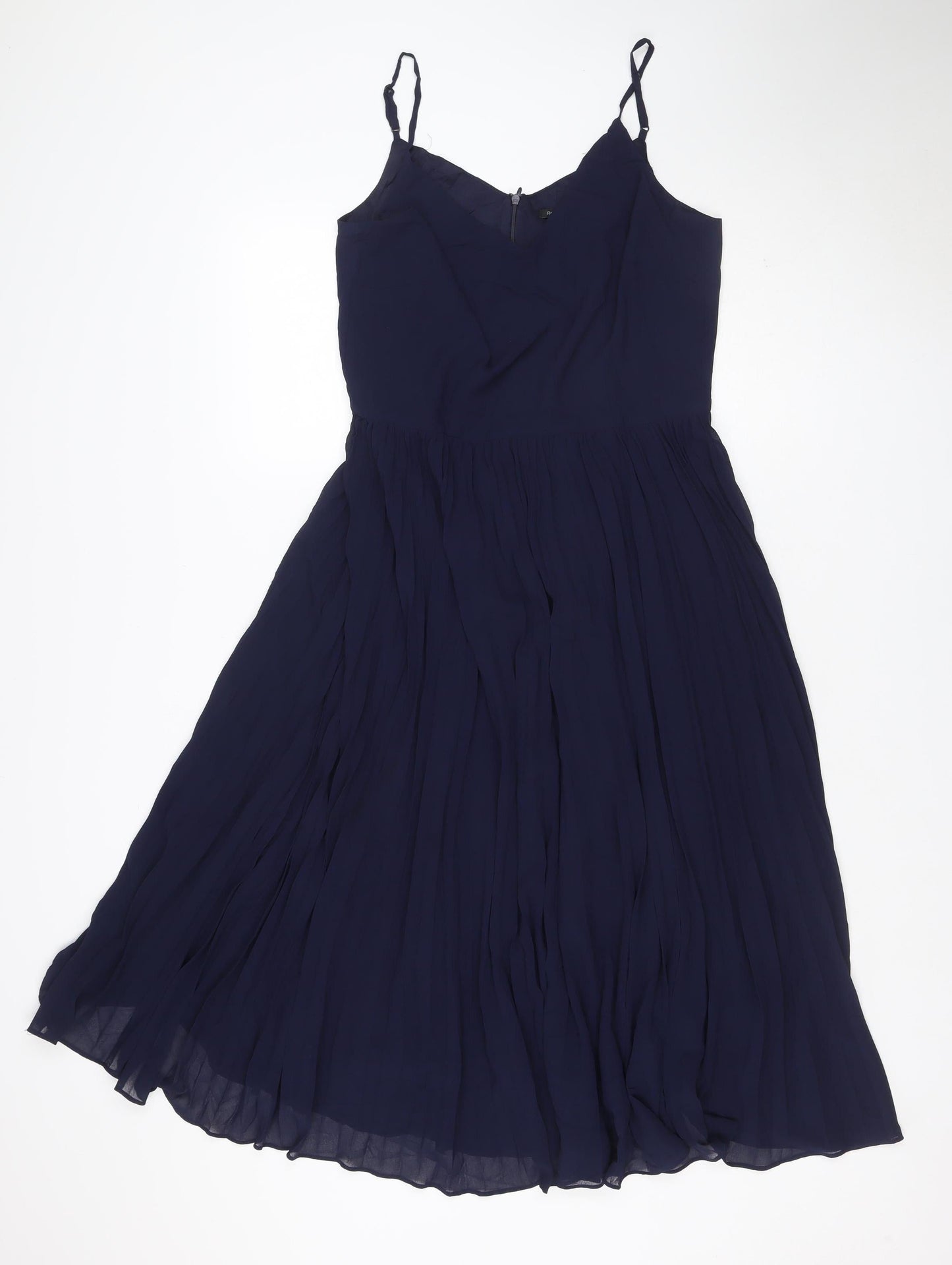 Roman Women Blue UK 12 Pleated Chiffon Maxi Occasion Dress