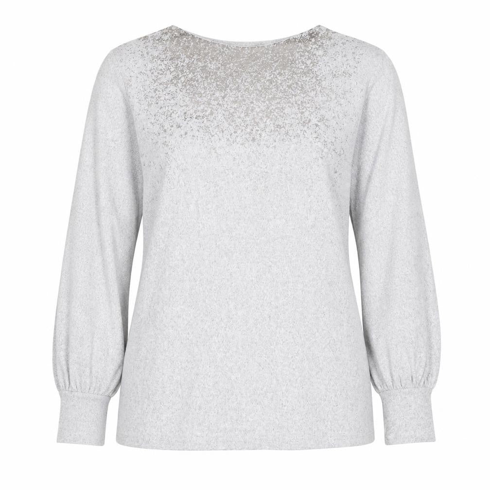 Marks & Spencer Women Grey UK 16 Sheer Balloon Sleeve Round Neck Pullover Jumper