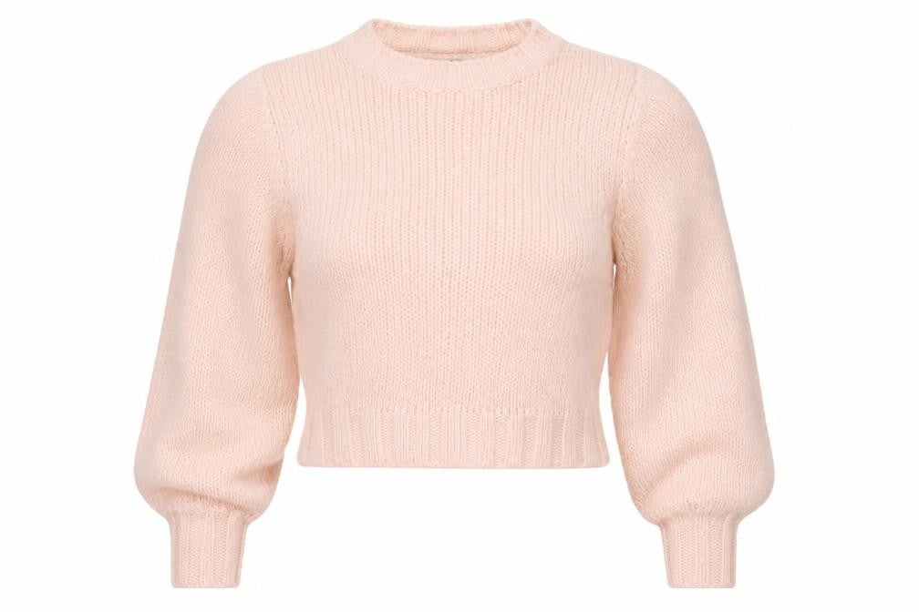 Front view of ASOS DESIGN Women’s Pink UK 6 Chunky Knit Balloon Sleeve jumper