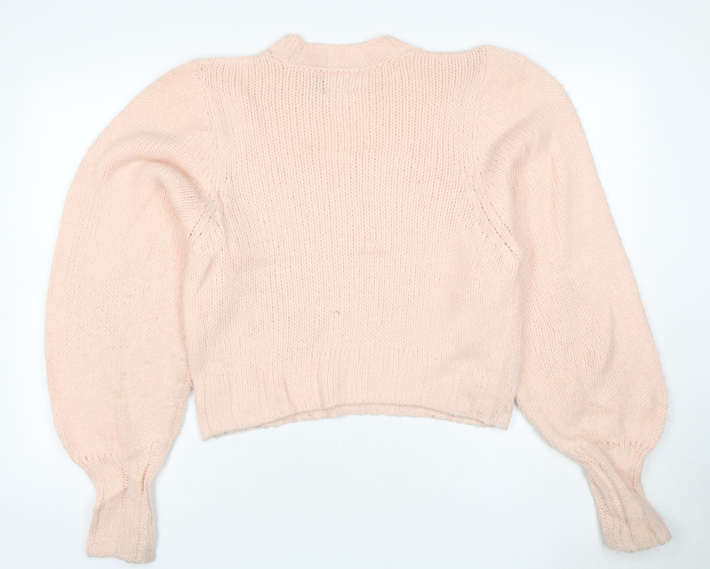 ASOS DESIGN Women’s Pink UK 6 Chunky Knit Balloon Sleeve Pullover Jumper
