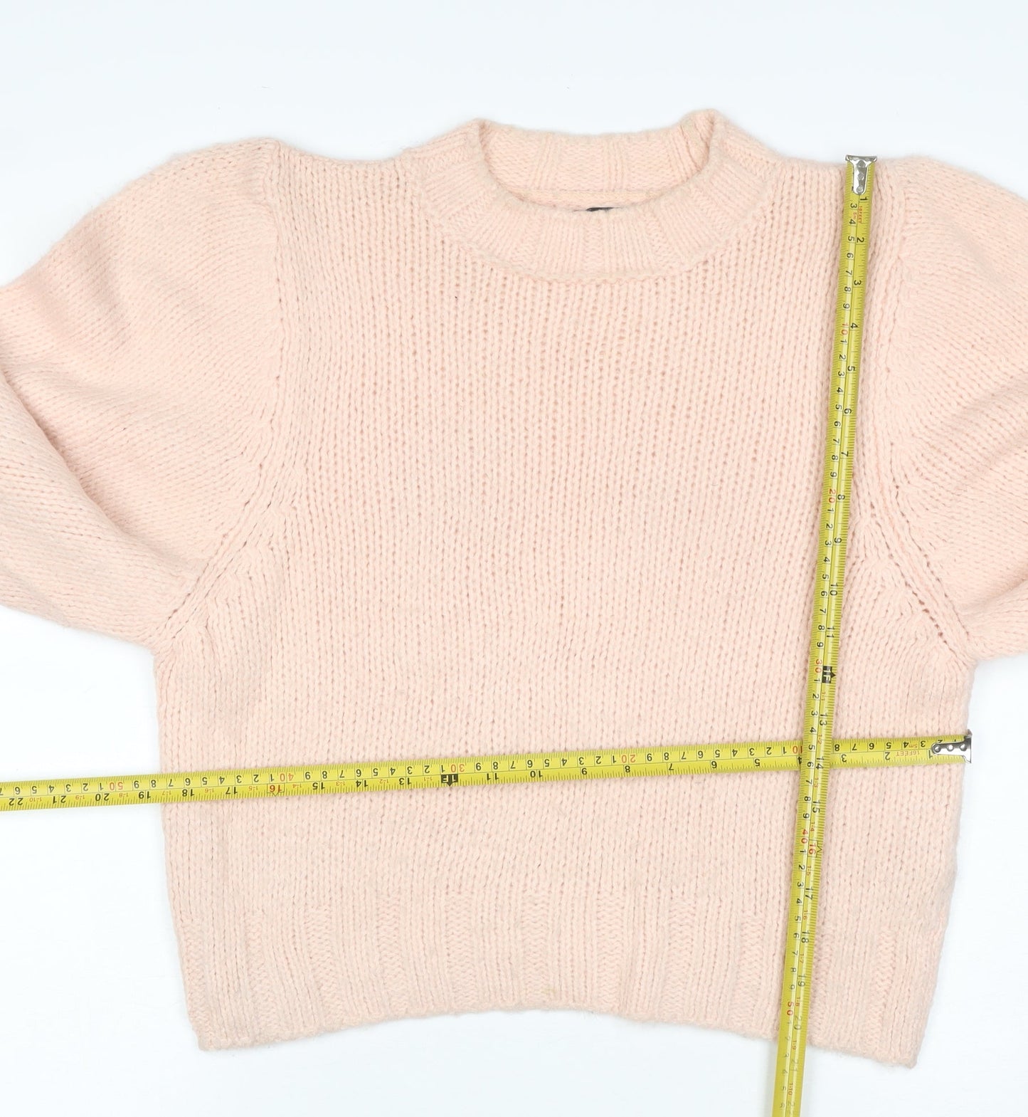 ASOS DESIGN Women’s Pink UK 6 Chunky Knit Balloon Sleeve Pullover Jumper