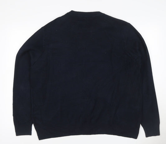 Marks and Spencer Men's Navy 2XL Cotton Blend Crew Neck Pullover Jumper