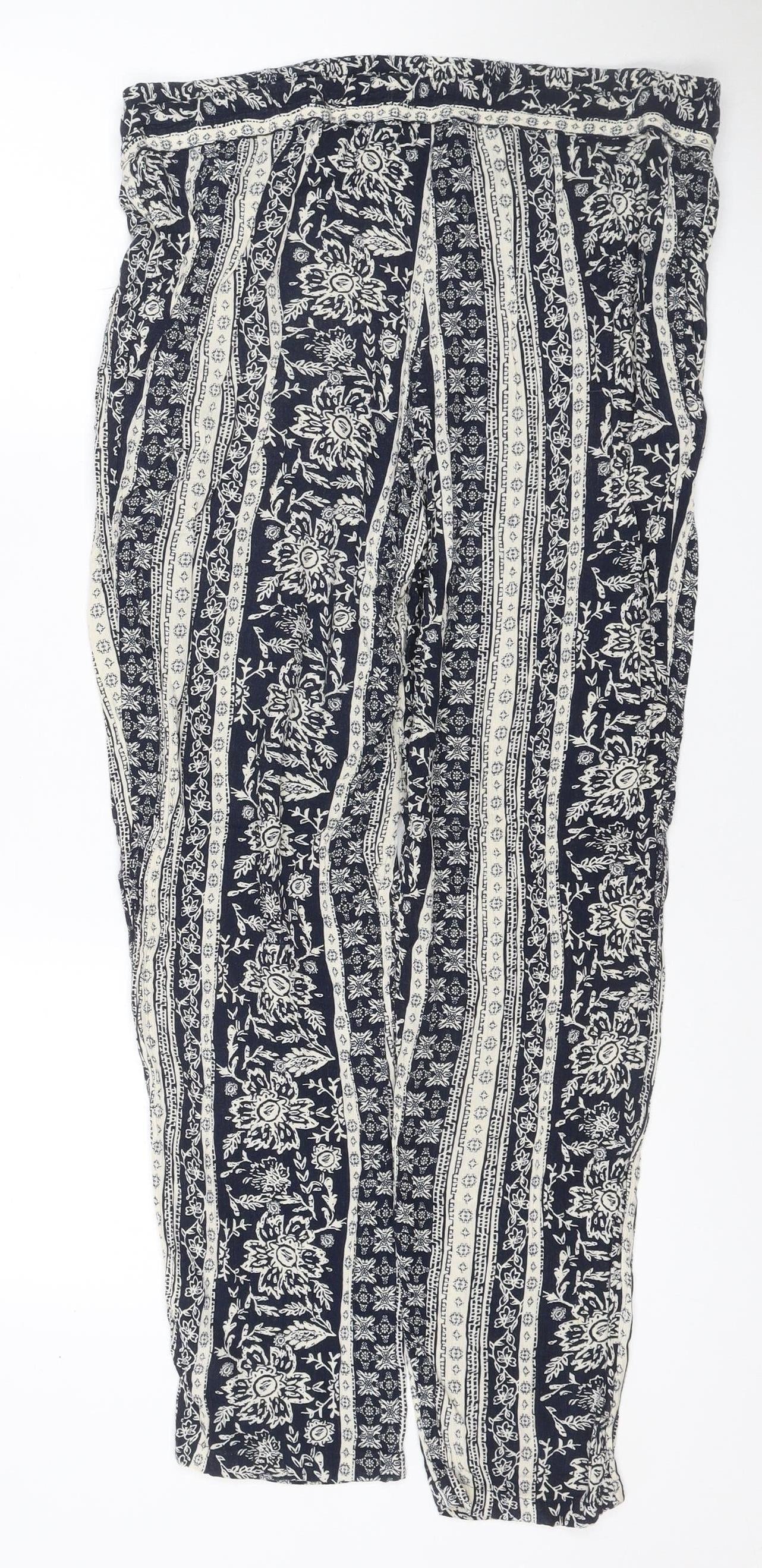 Marks & Spencer Women's Blue Floral Harem Trousers UK 14 Viscose