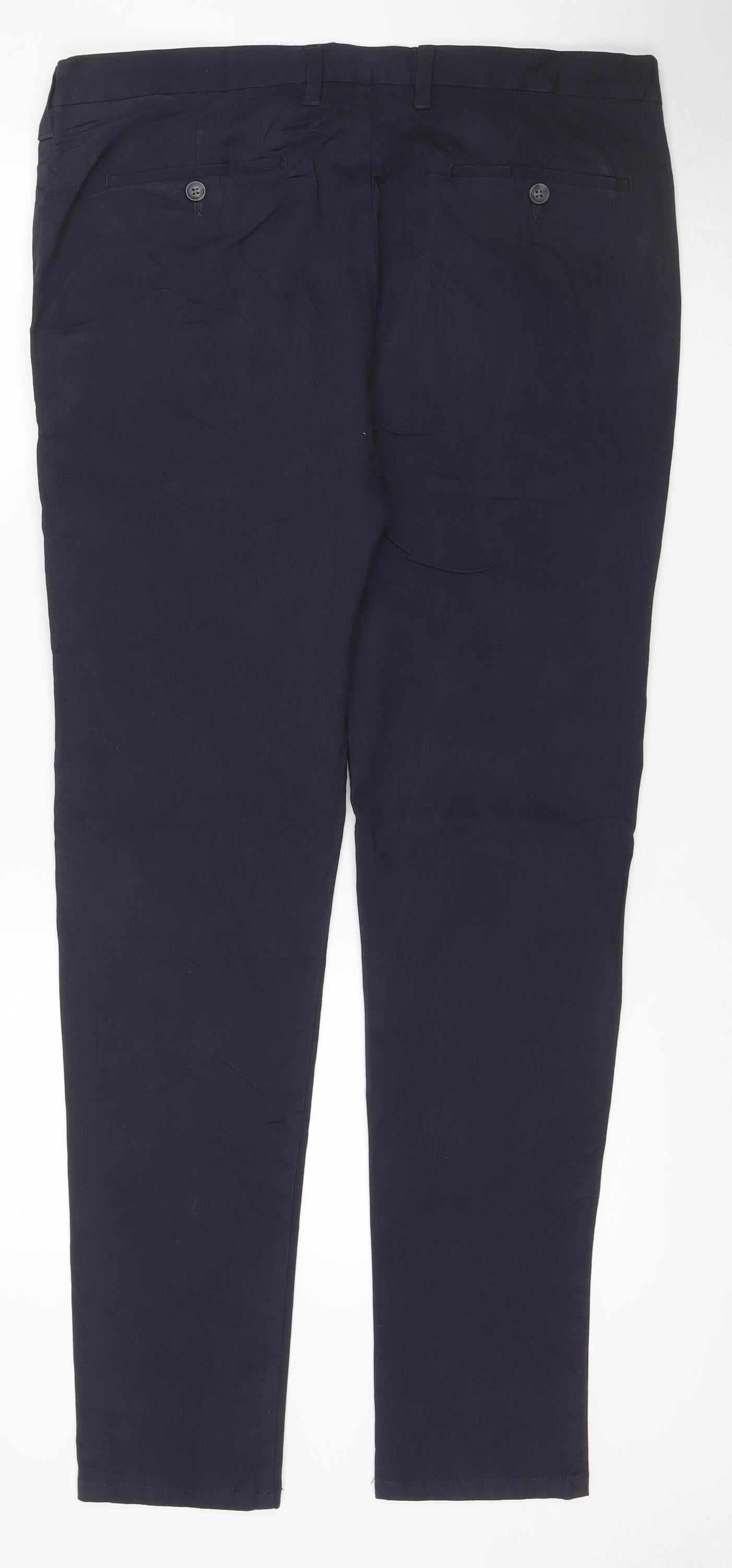 Marks & Spencer Men Blue 36/33 Skinny Fit Stretch Chino Trousers NWT