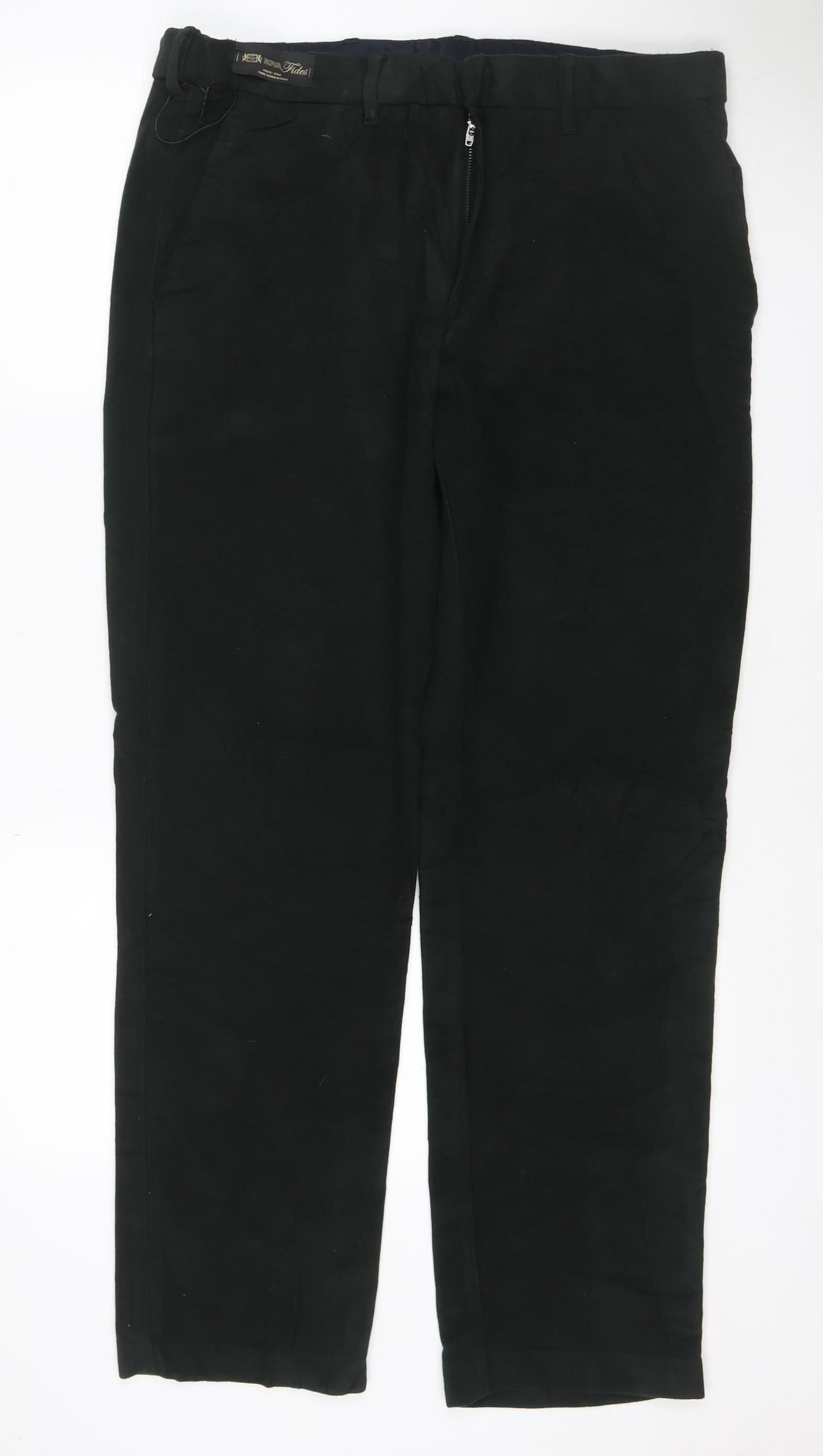 Marks and Spencer Women’s Black Cotton Straight Trousers 36/31 Regular
