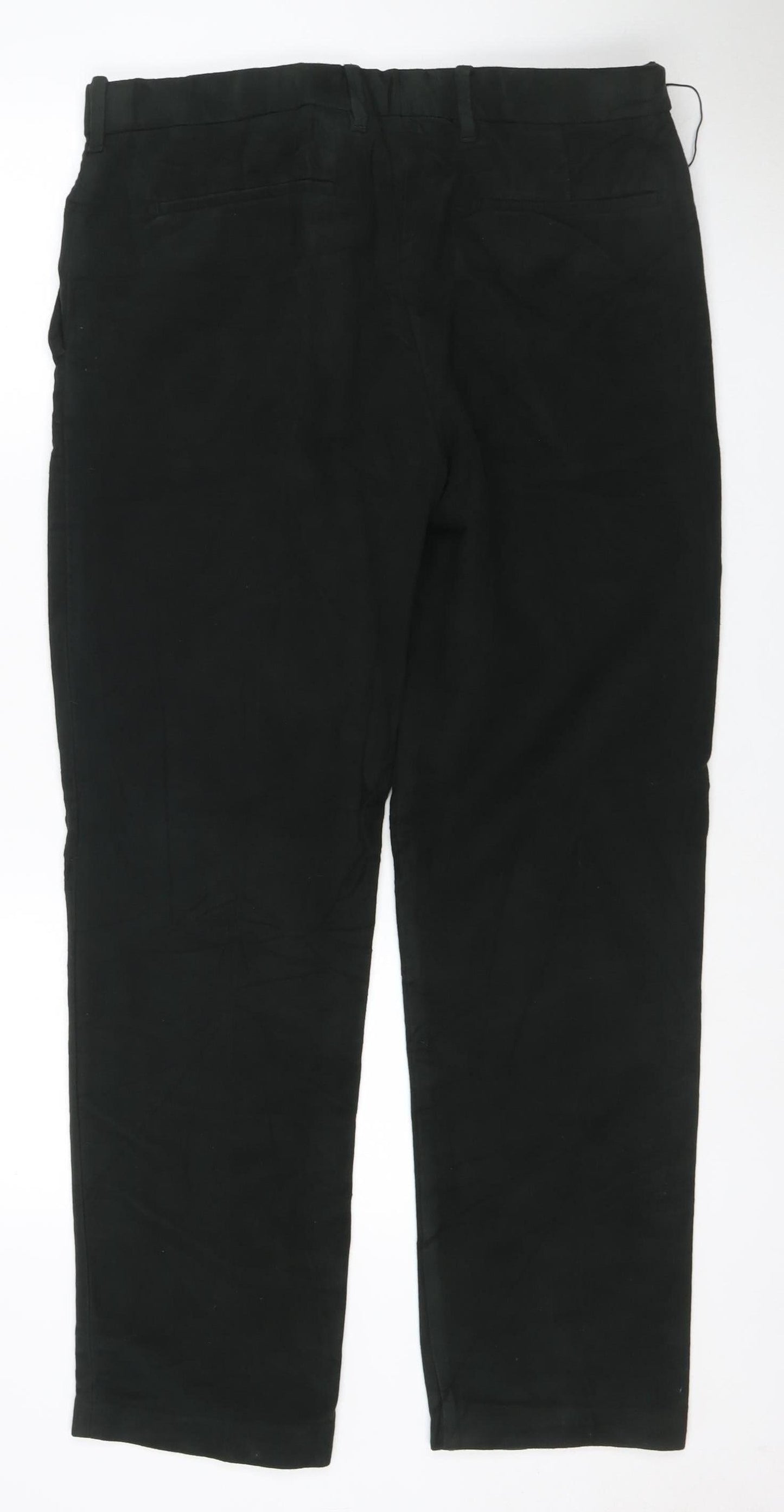 Marks and Spencer Women’s Black Cotton Straight Trousers 36/31 Regular