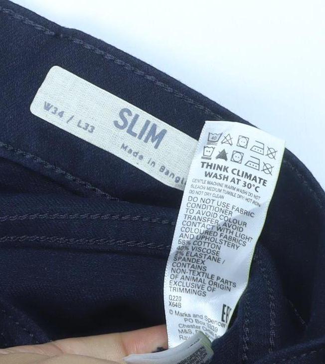 Marks and Spencer Men's Navy Slim Stretch Jeans 5-Pocket