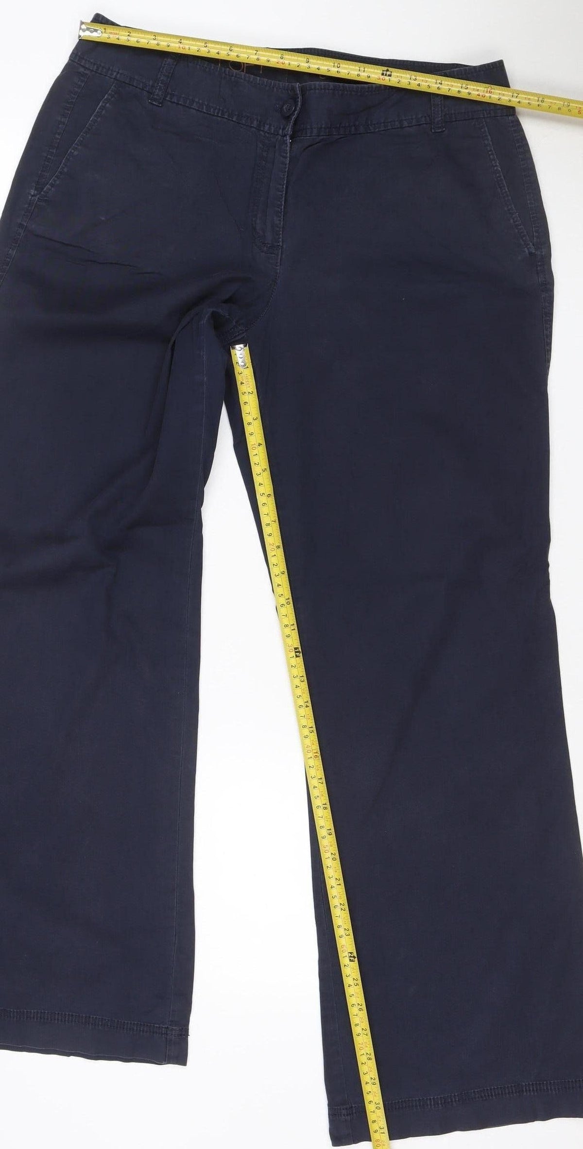 LOFT Women’s Navy Wide-Leg Trousers UK 10 Smart Casual Pockets