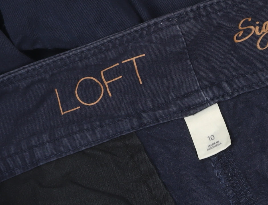 LOFT Women’s Navy Wide-Leg Trousers UK 10 Smart Casual Pockets
