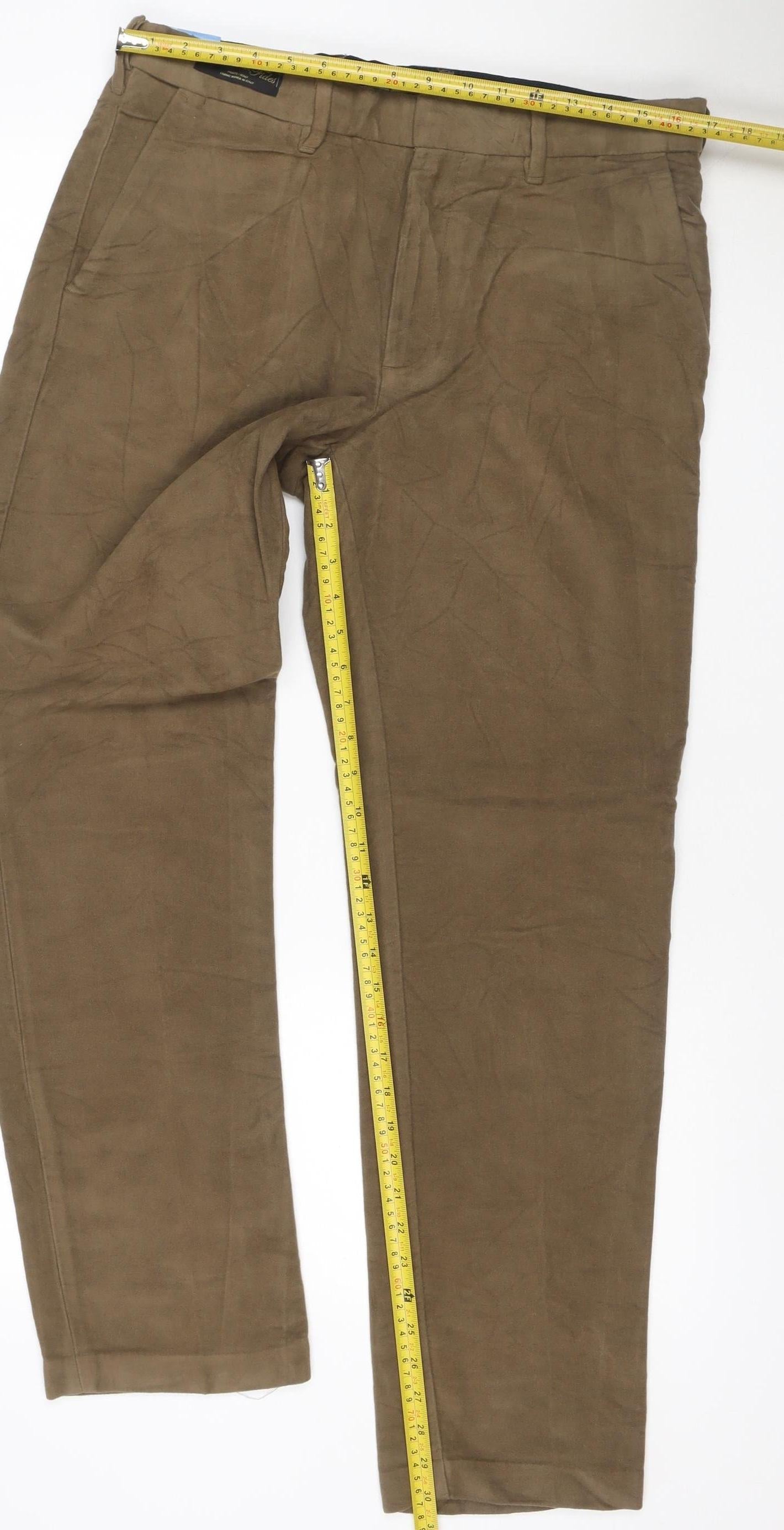 M&S Men’s Brown 34in Regular Fit Cotton Chino Trousers 34/31 New