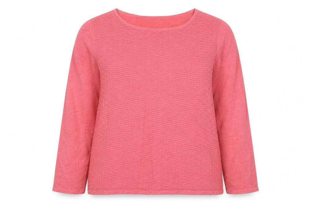 Gerry Weber Women Pink UK 10 Long Sleeve Round Neck Textured Knit Jumper