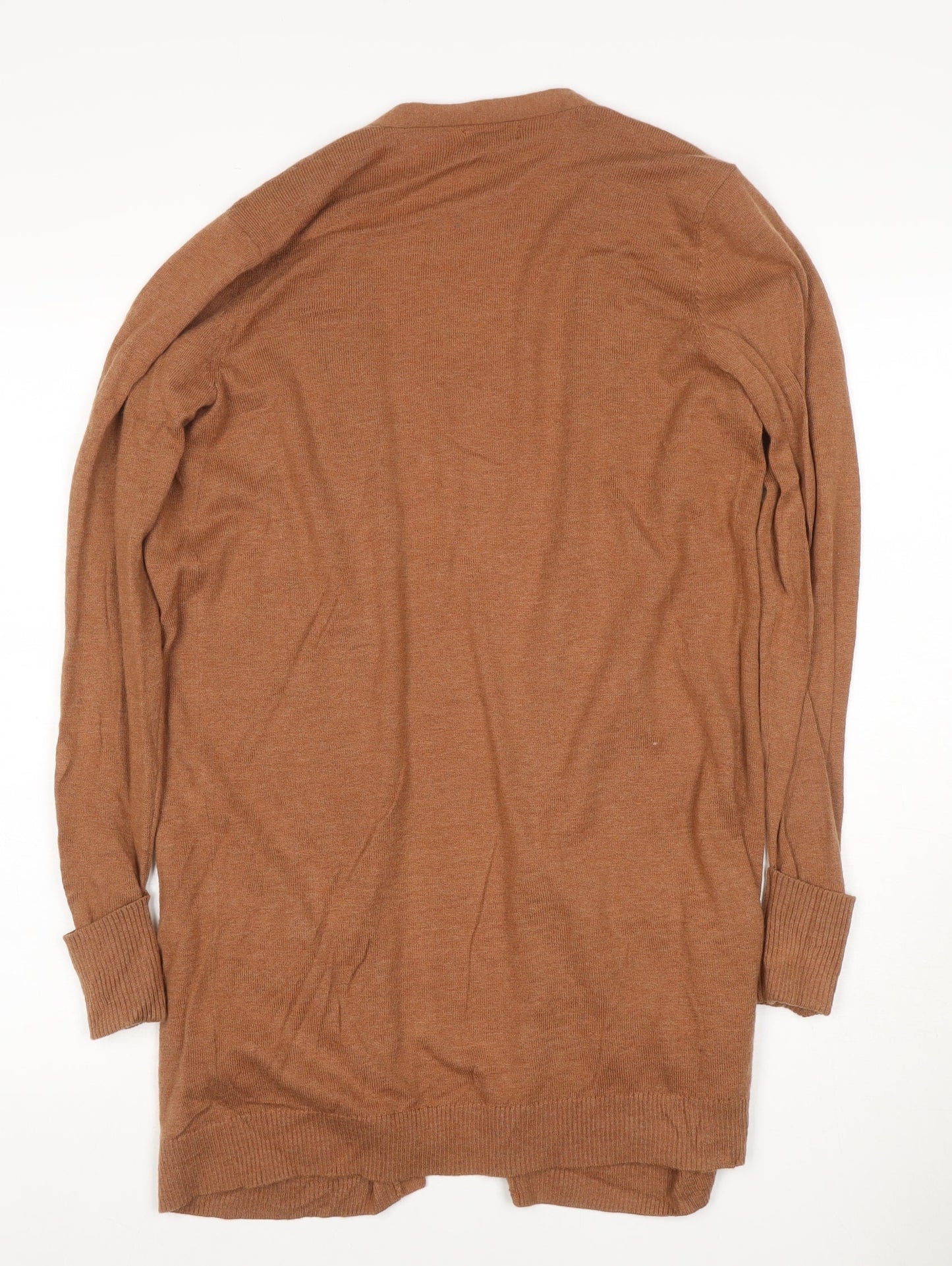 Fat Face Women’s Brown UK 12 Open Knit Longline Cardigan with Pockets