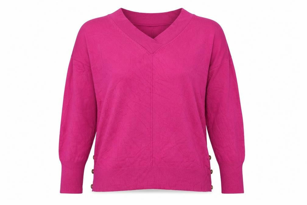 Next Women Pink S V-Neck Long Sleeve Modal Knit Pullover Jumper