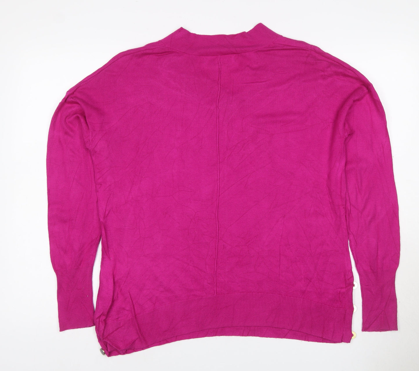 Next Women Pink S V-Neck Long Sleeve Modal Knit Pullover Jumper