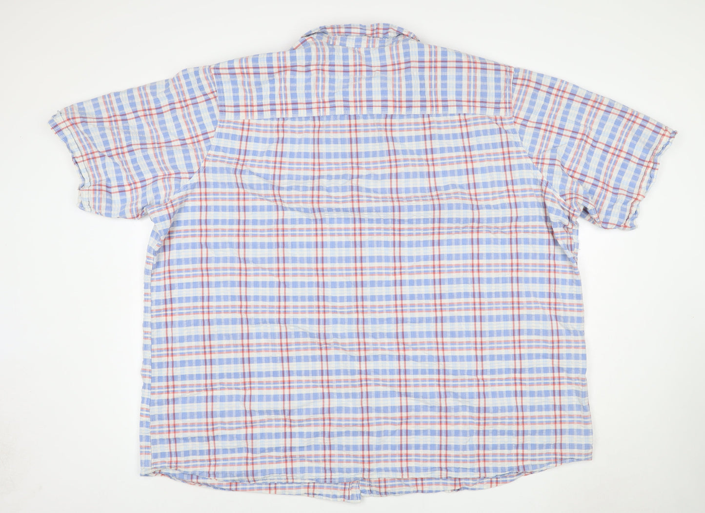 W&B Men’s Multicoloured Plaid Cotton Short Sleeve Button-Up Shirt Size 14