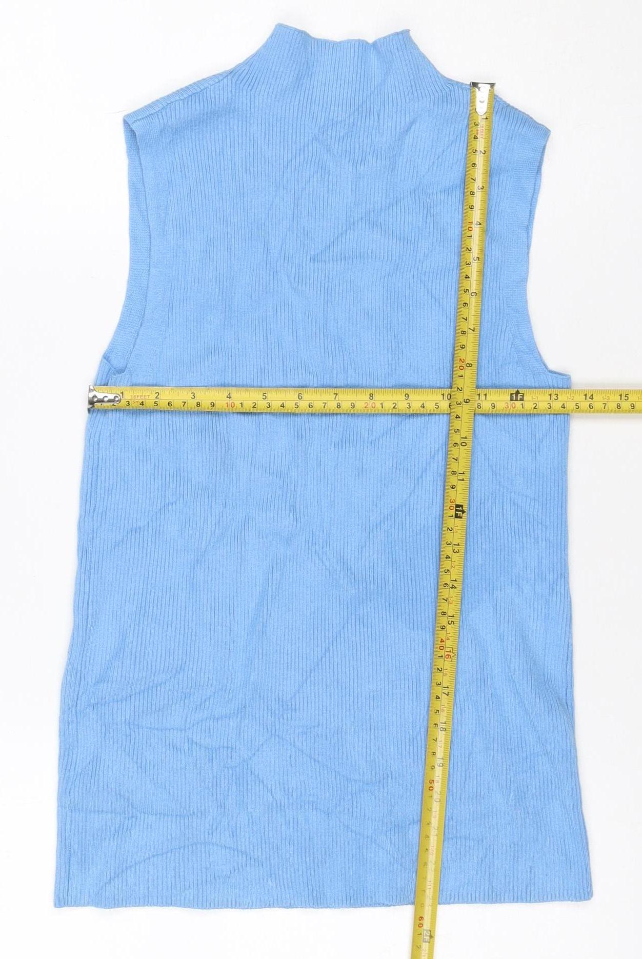 Marks and Spencer Women Blue Size 12 Ribbed Knit Tank Top