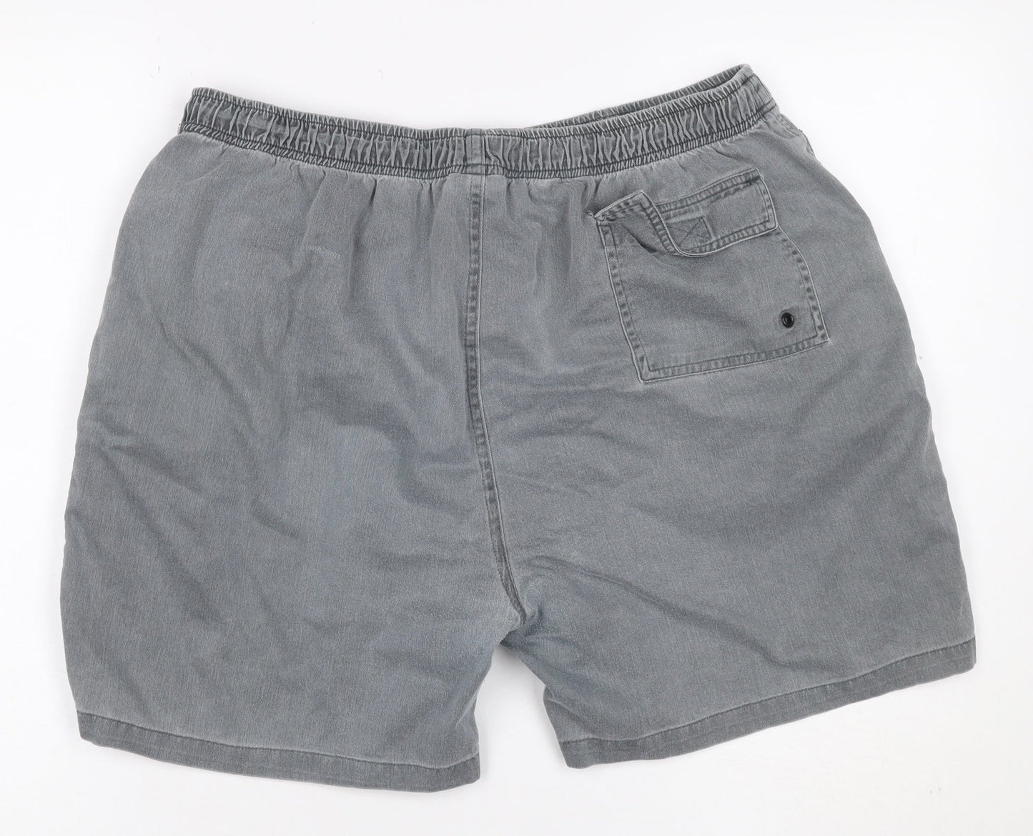 Toby Leeg Men's Grey XL Cotton Elastic Waist Casual Shorts