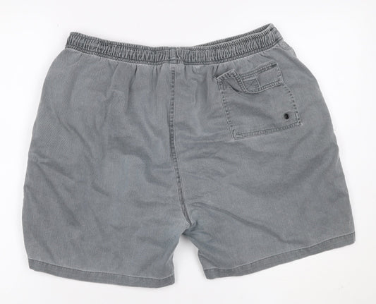 Toby Leeg Men's Grey XL Cotton Elastic Waist Casual Shorts