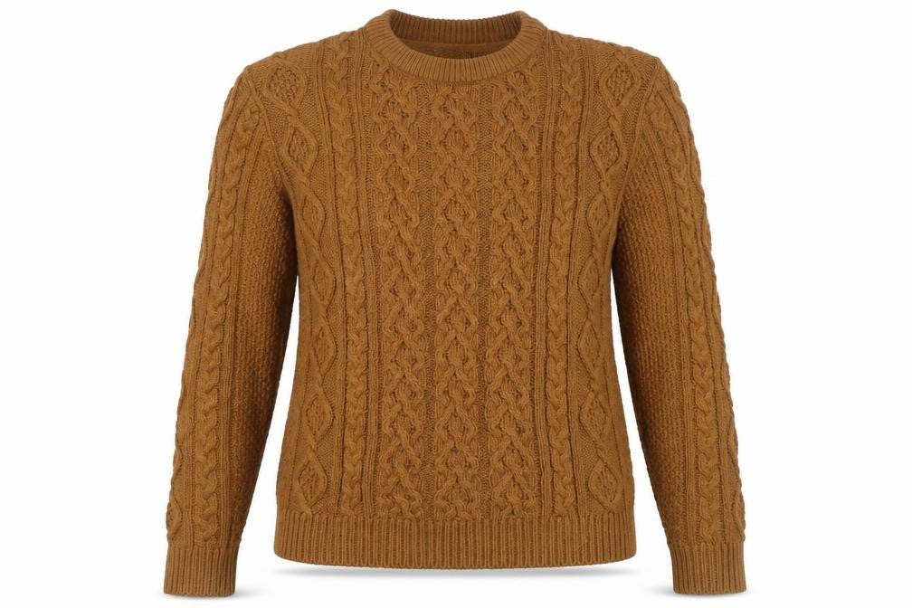 H&M Women Brown M Cable Knit Cotton Crew Neck Pullover Jumper