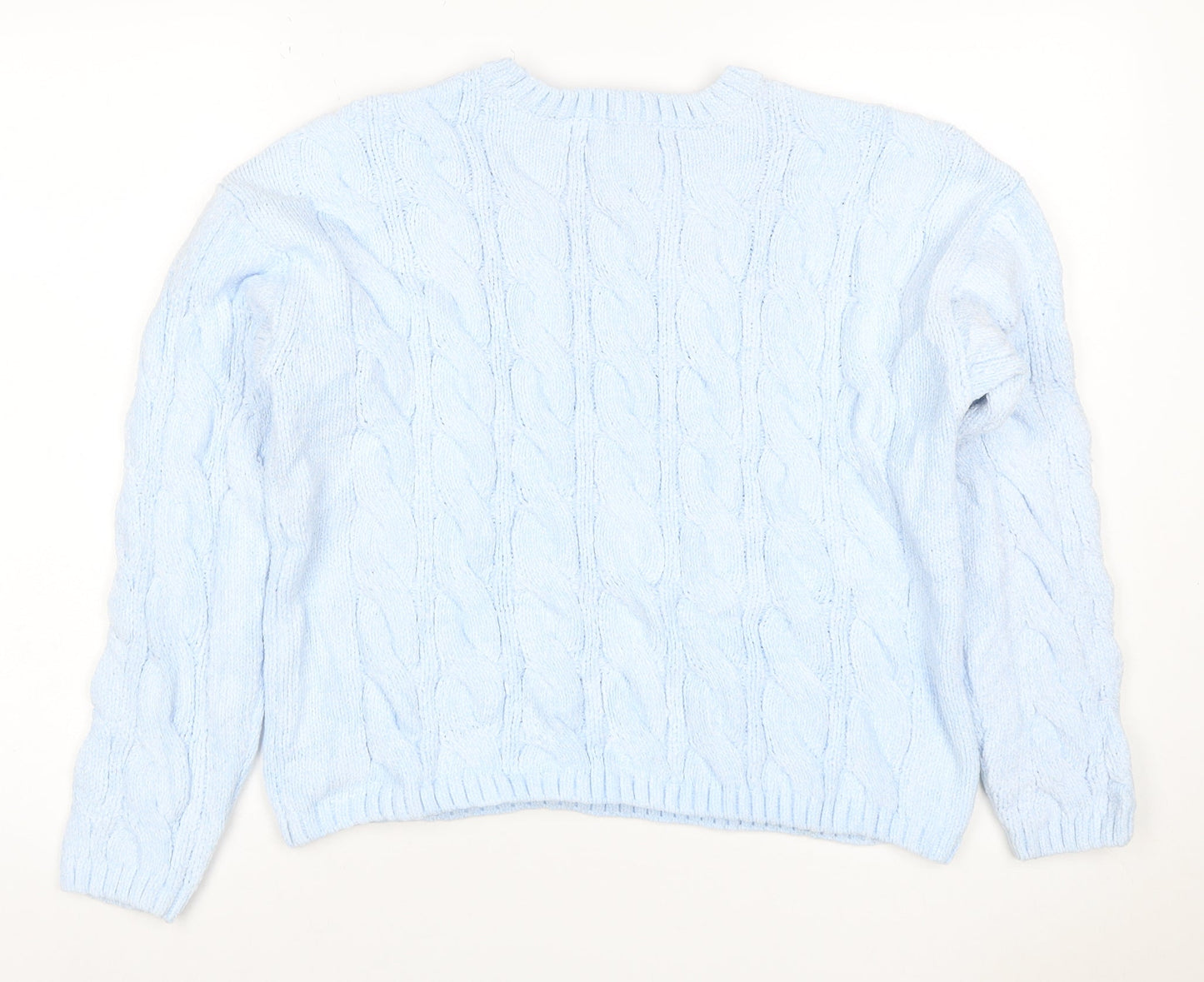 Marks and Spencer Women Blue M Cable-Knit Crew Neck Pullover Jumper