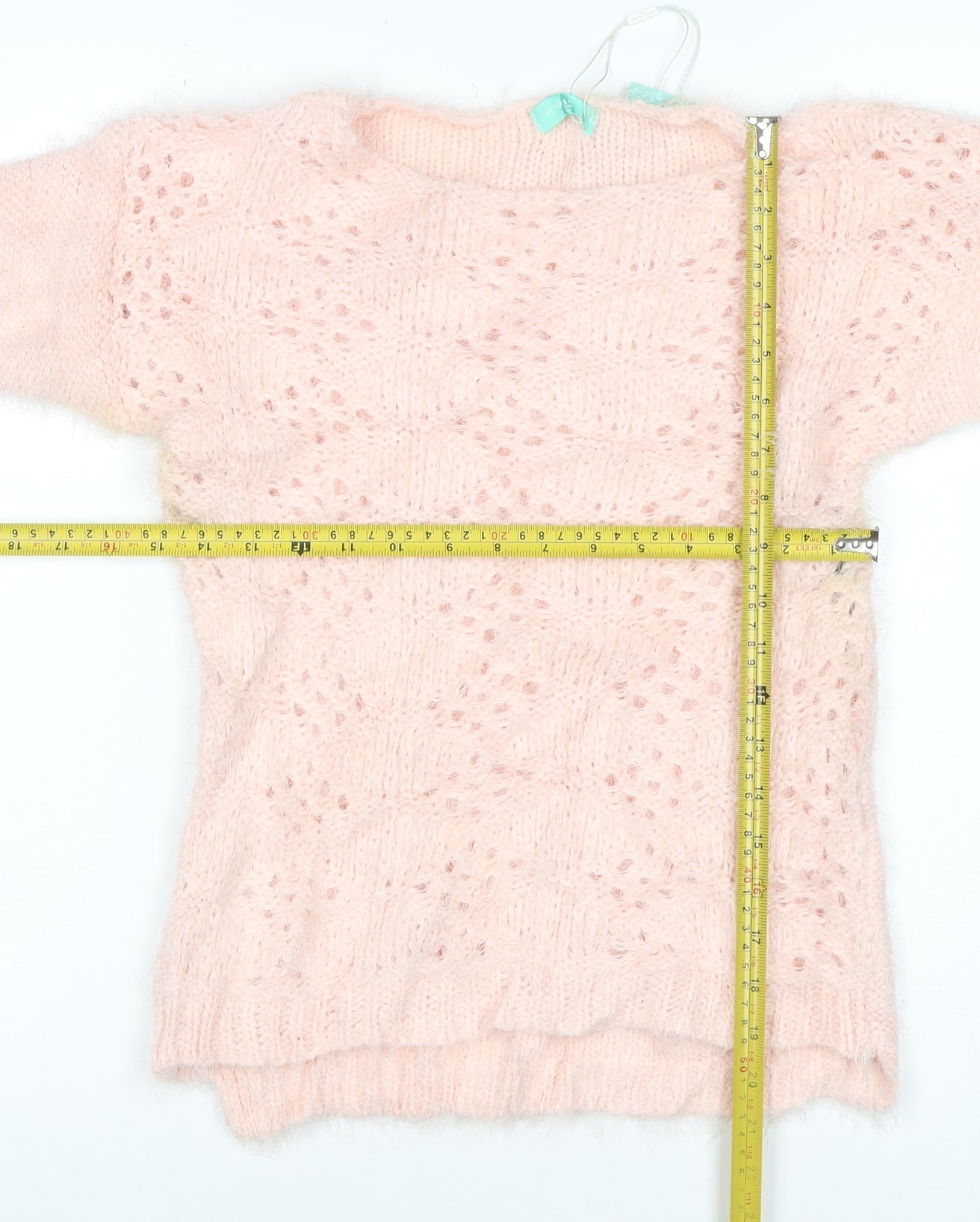 Aftershock Women Pink One Size Fluffy Open-Knit Long Sleeve Jumper