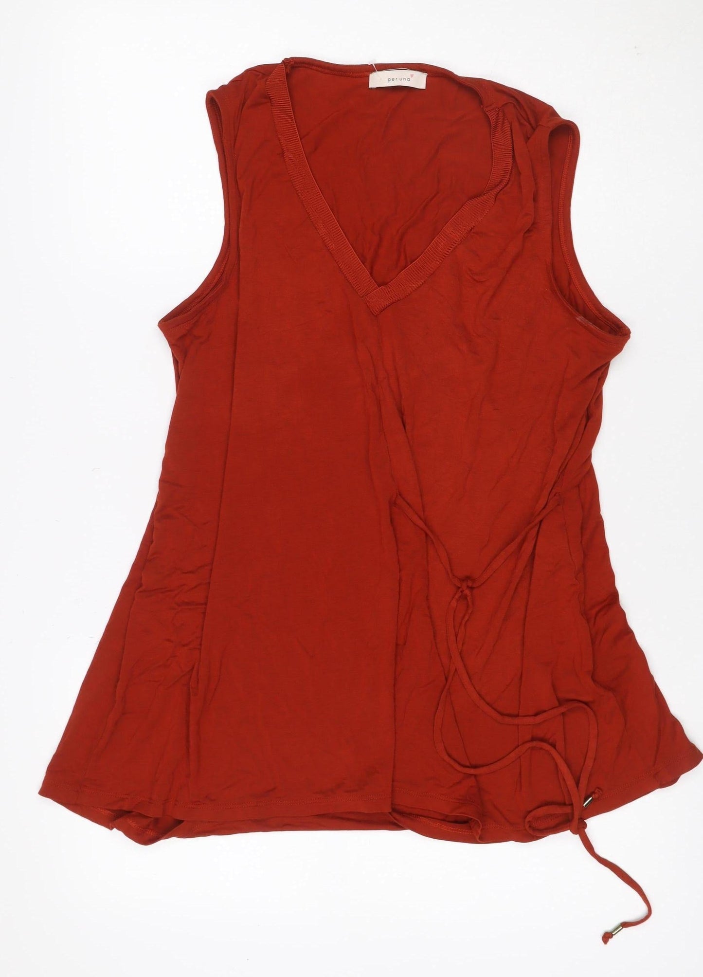 Per Una Women Orange UK 18 Sleeveless Drawstring Jersey Camisole Top