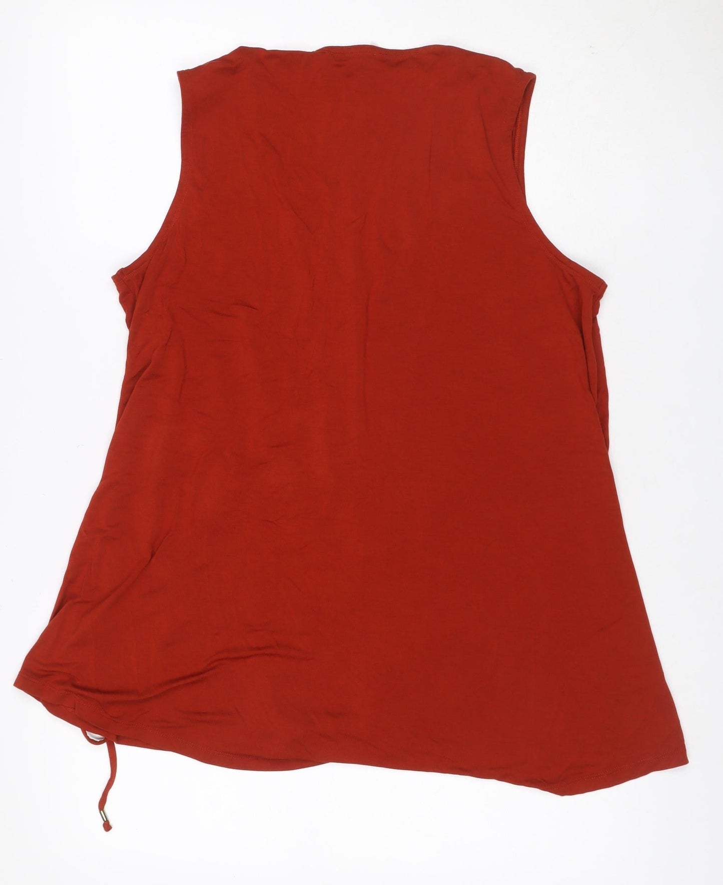 Per Una Women Orange UK 18 Sleeveless Drawstring Jersey Camisole Top