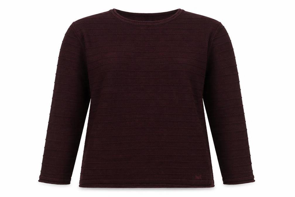 Front view of Crew Clothing Women Brown Striped Knit Jumper UK 10