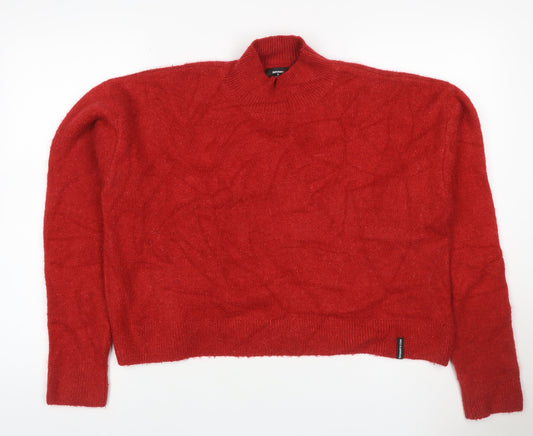 Superdry Women’s Red UK 12 Roll Neck Wool Blend Knit Jumper