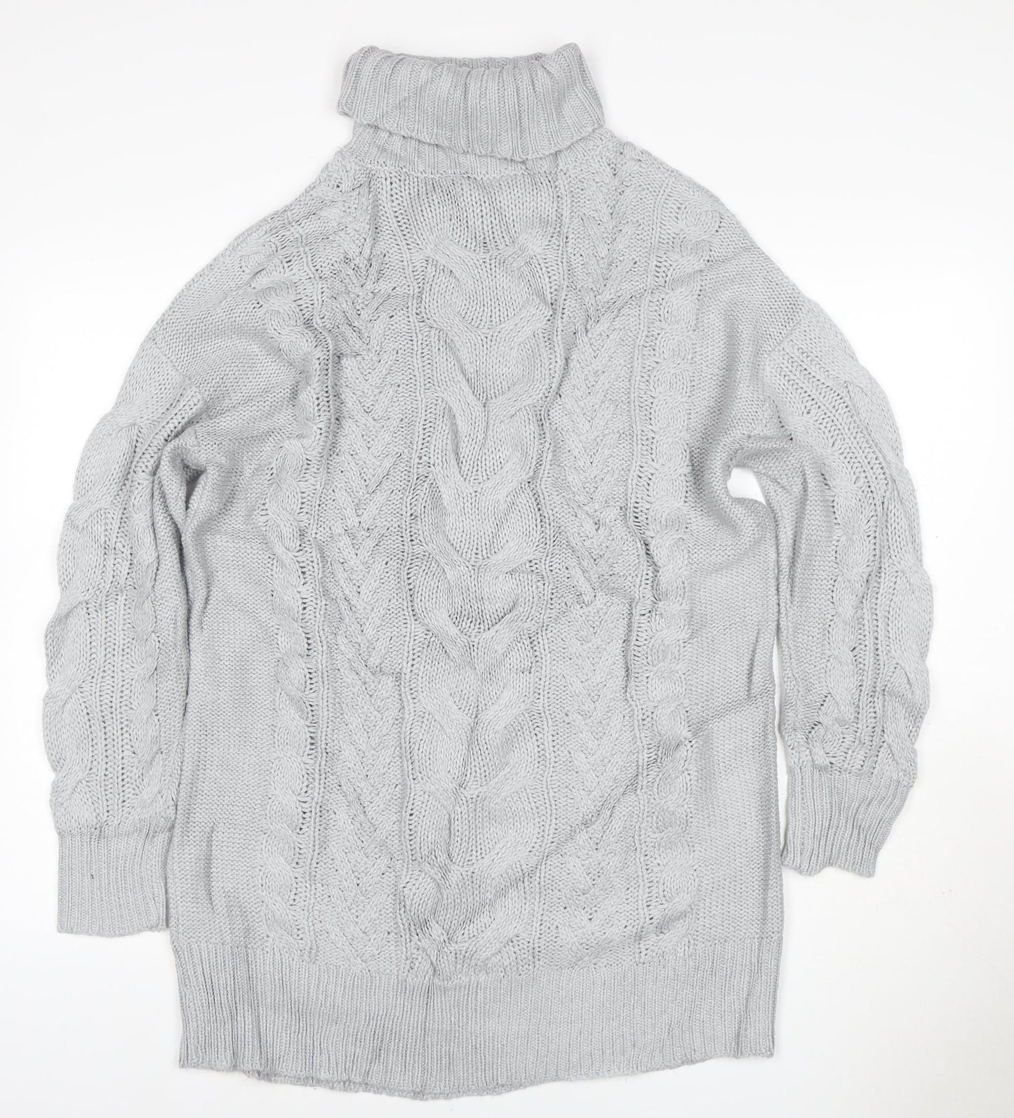 Ooh! Baby Women Grey M Cable Knit Roll Neck Chunky Pullover Jumper