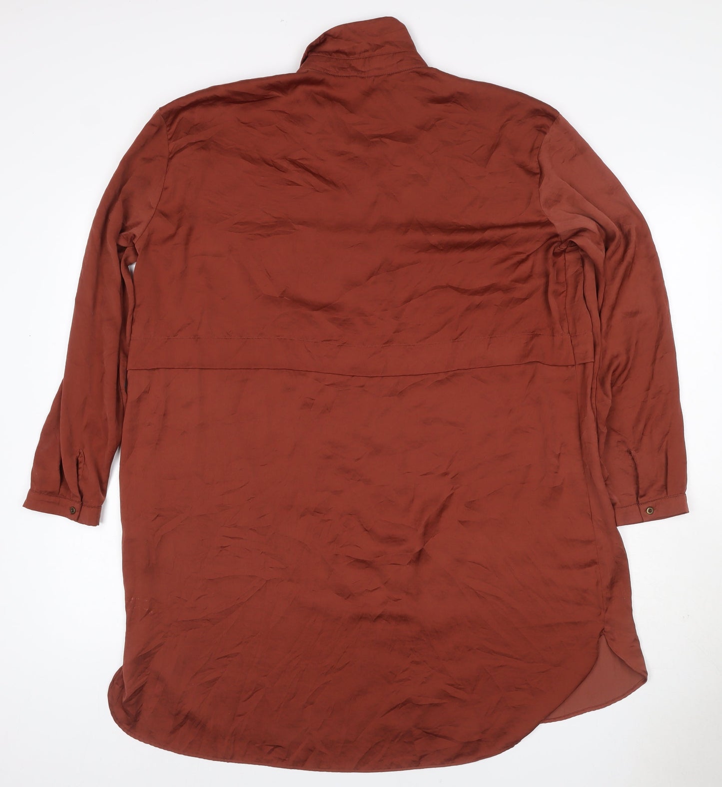 Next Women Brown UK 18 Long Sleeve Collared Shirt Dress