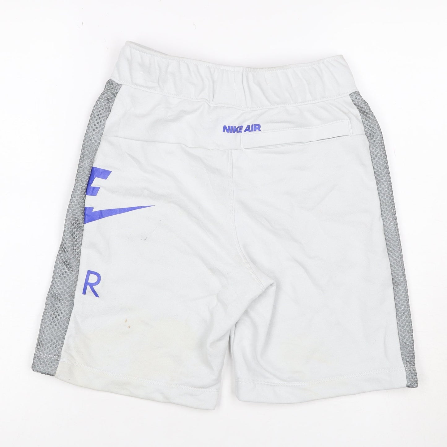 Nike Boys White Grey Blue Air Athletic Shorts L 147-158cm Mesh Drawstring