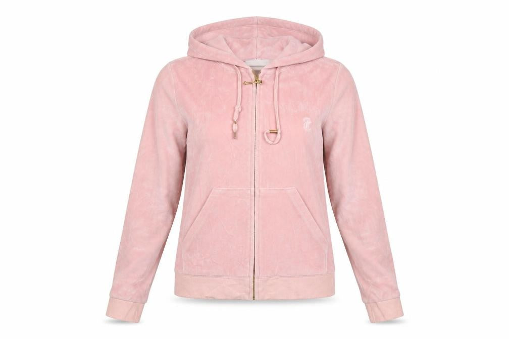 Juicy Couture Sport Women Pink S Velour Full Zip Hoodie