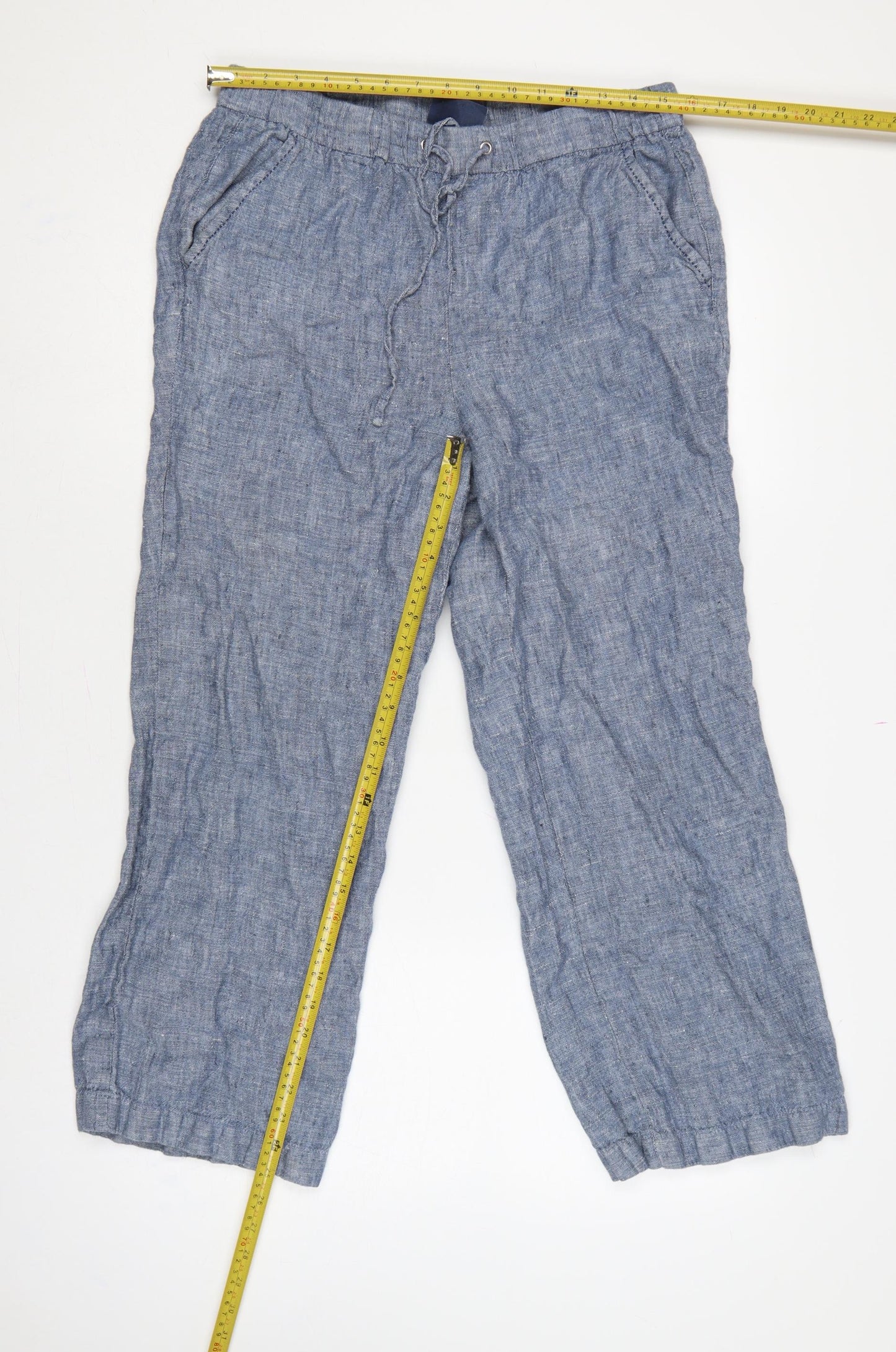 Inlio Women’s Blue Linen Jogger Trousers Size 14 Elasticated Waist