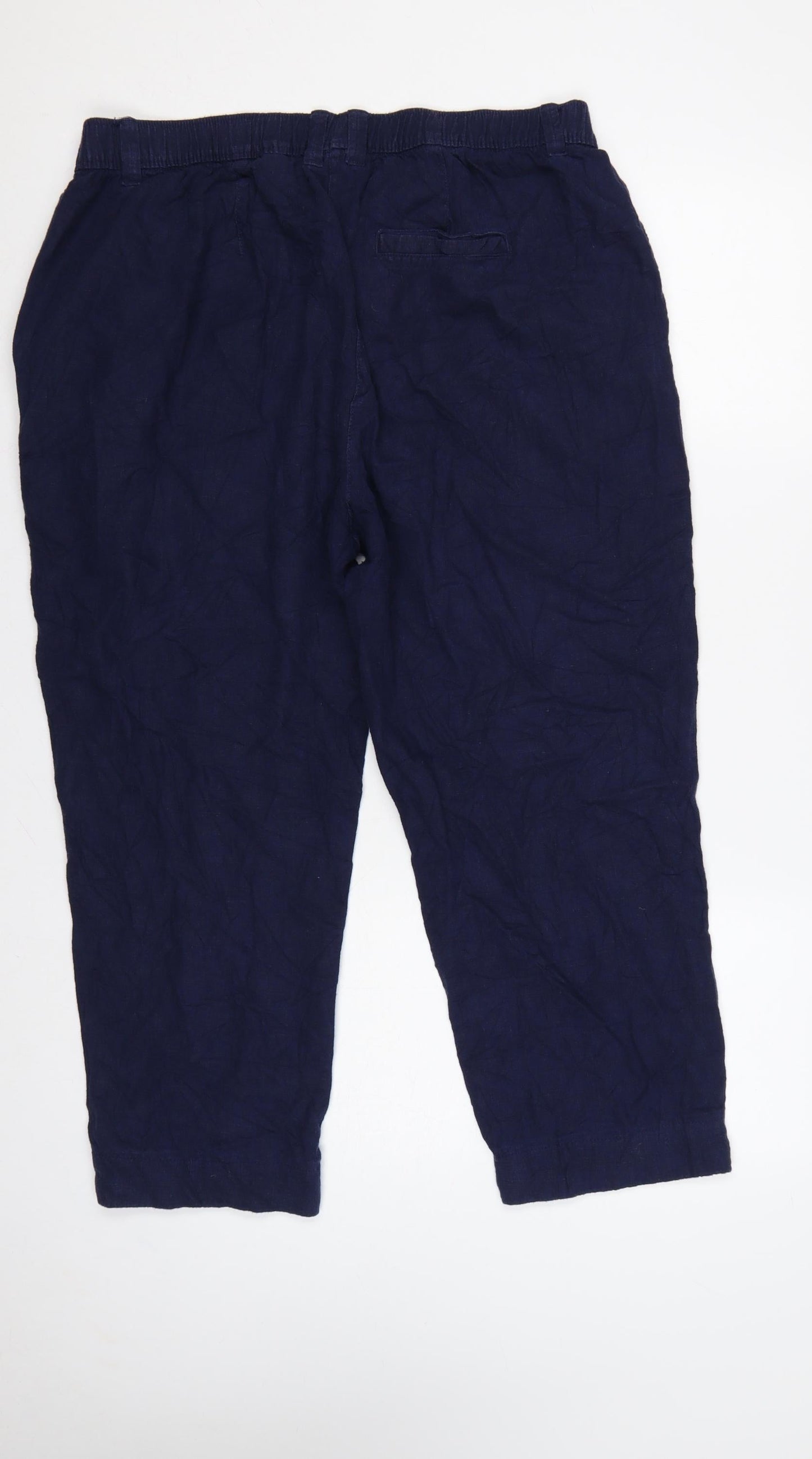 Next Women’s Navy Blue UK 16R Linen Blend Tapered Trousers