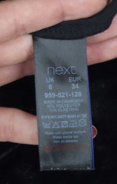 Next Women Black Velvet Fit & Flare Knee Length Dress UK 6