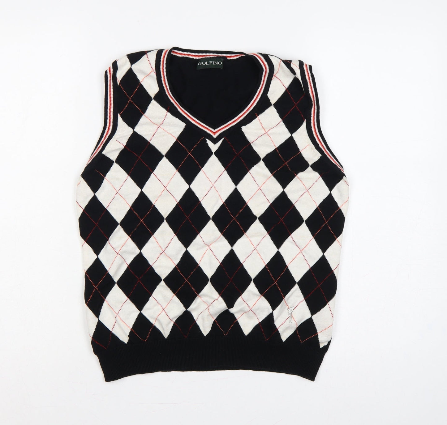 GOLFINO Women’s Multicoloured Argyle Cotton Knit V-Neck Vest UK 16