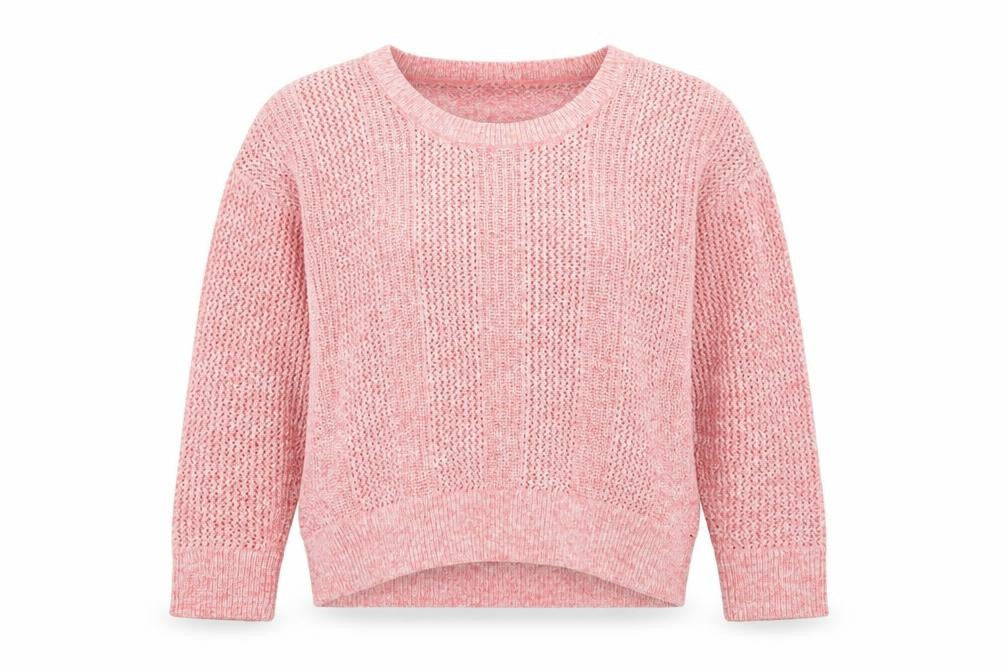 Gap Women Pink L Open Knit Crew Neck Long Sleeve Pullover Jumper
