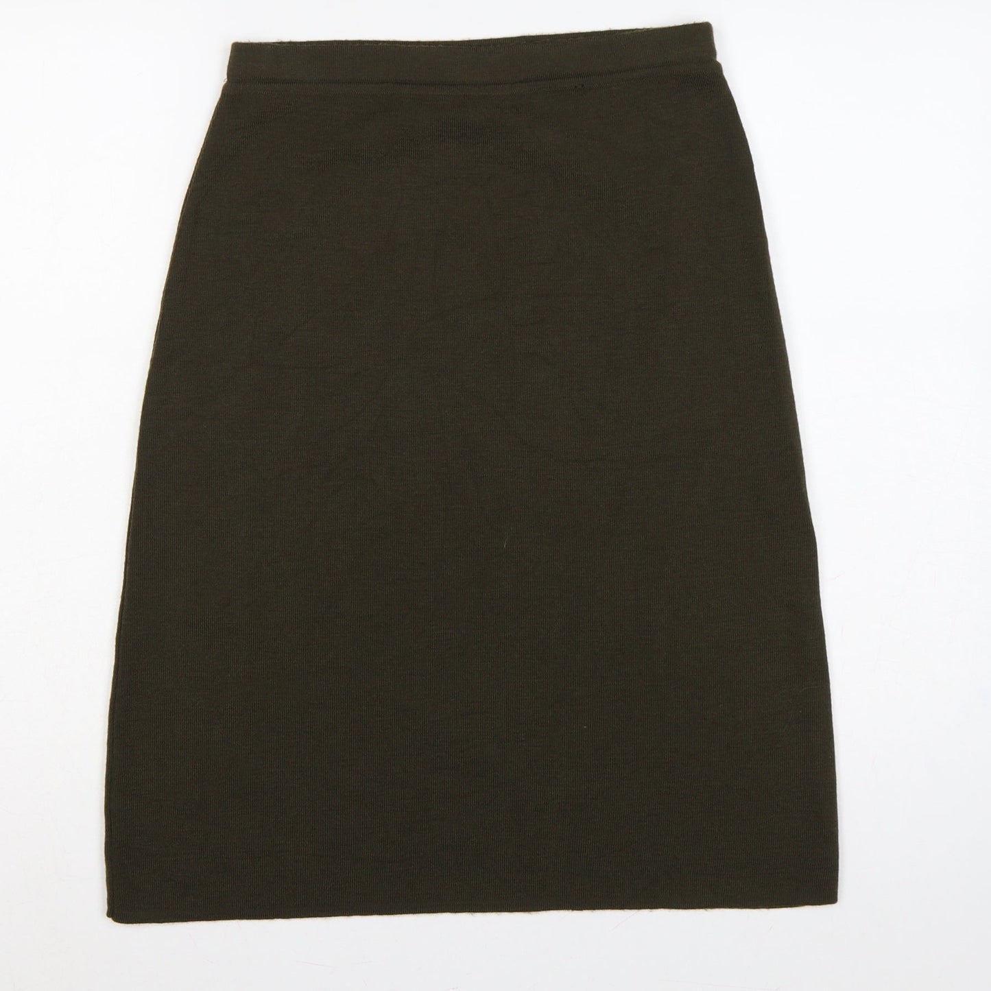 St Michael Women Brown UK 12 Wool Blend Knit Pencil Knee Skirt